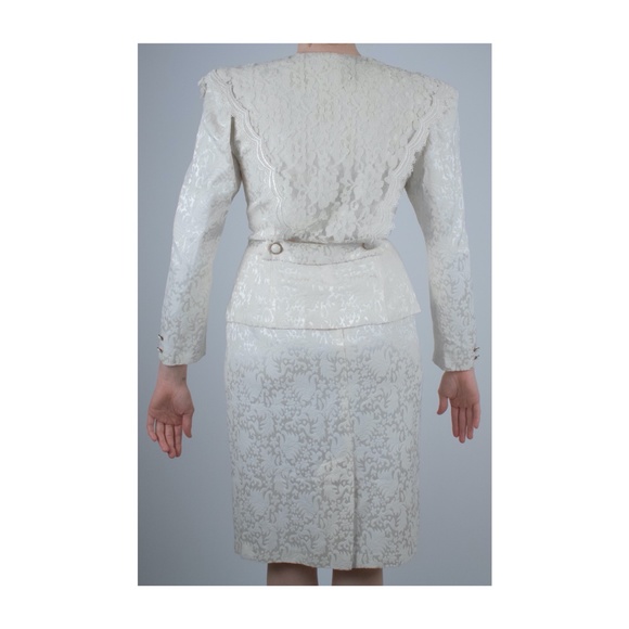 Vintage 80s Lace Baroque 2Pc Suit Blazer & Skirt - Picture 3 of 4
